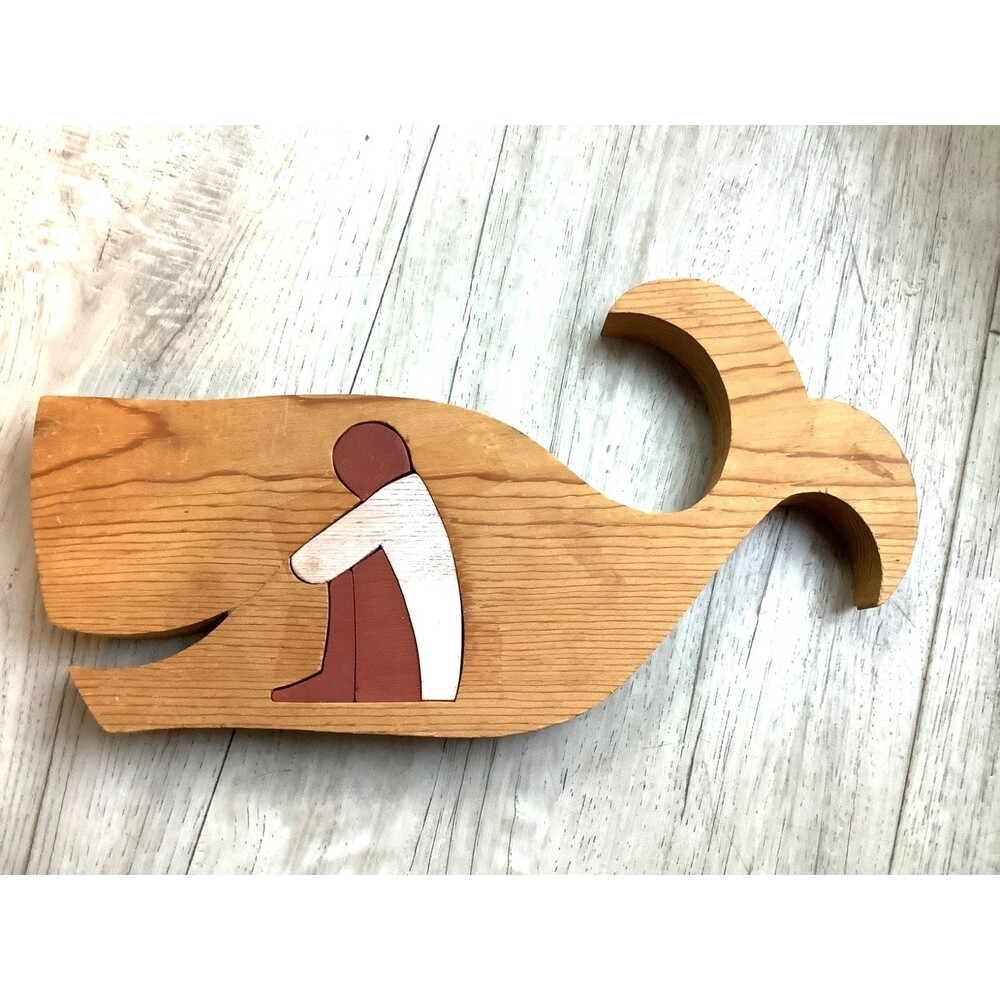 Vintage Wood Puzzle Jonah and the Whale Wooden 1978 Made In Hawaii Bob Kelly